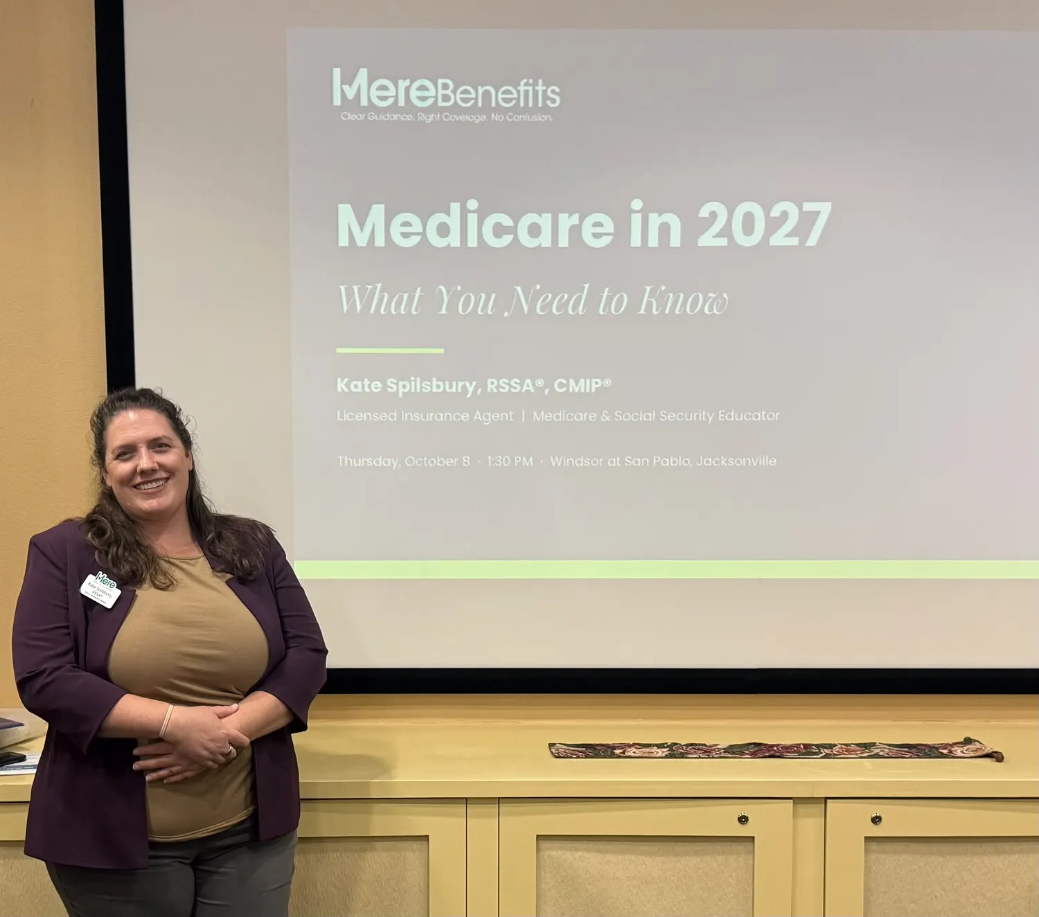 Kate Spilsbury presenting Medicare in 2027 at Windsor at San Pablo in Jacksonville