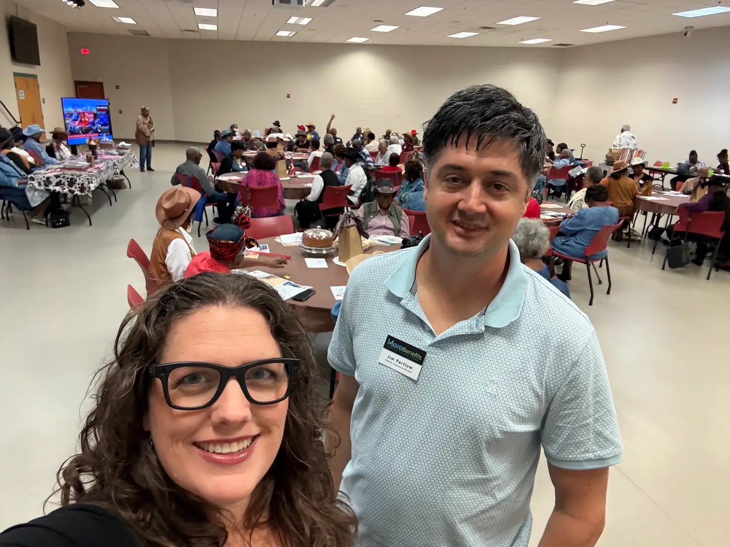 Kate Spilsbury and Jim Partlow at a Mere Benefits community event